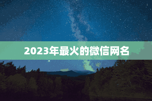 2023年最火的微信网名(2023年最火的微信网名是什么)